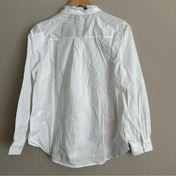 Old Navy Ruffle-Trimmed Pintucked Collarless Tuxedo Shirt White Size XS - Picture 3 of 10
